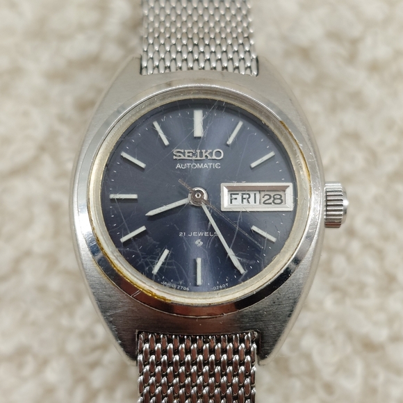 Seiko Accessories - Seiko Automatic 17 Jewels 2706-0070 Navy Dial Kanji Day-date Vintage 24mm Ladies